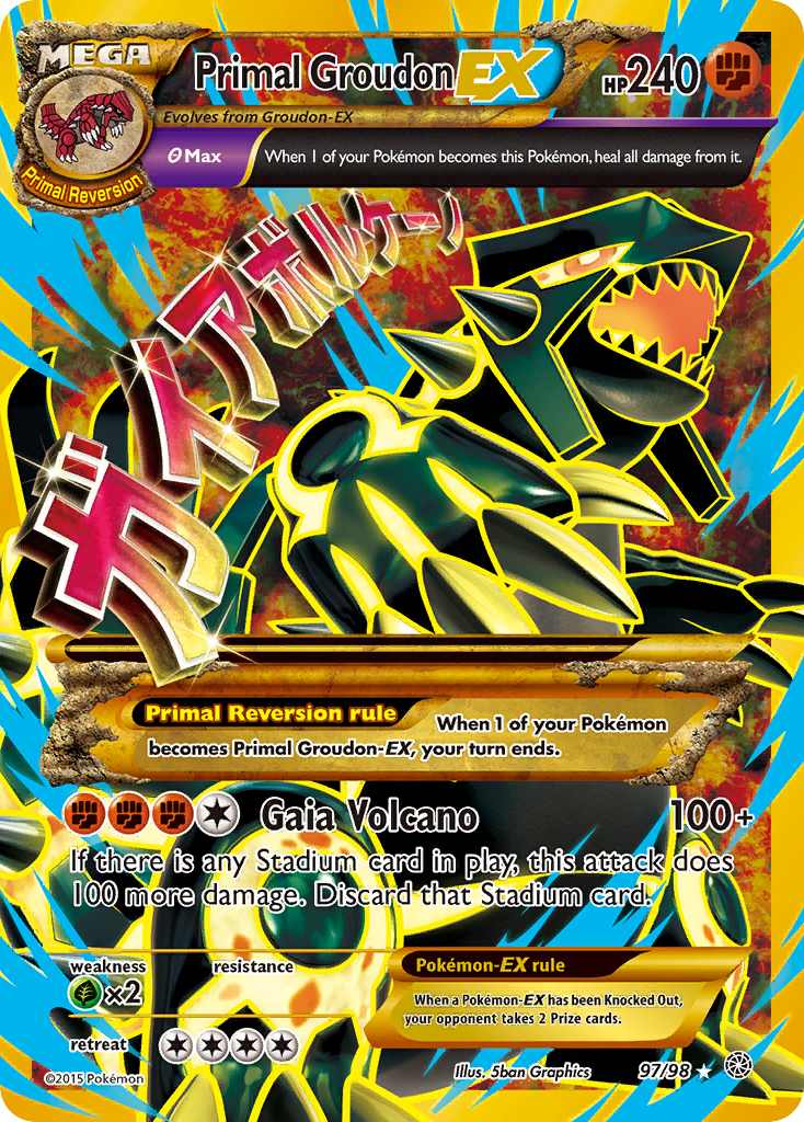 Primal Groudon-EX 97 Rare Secret card from Ancient Origins