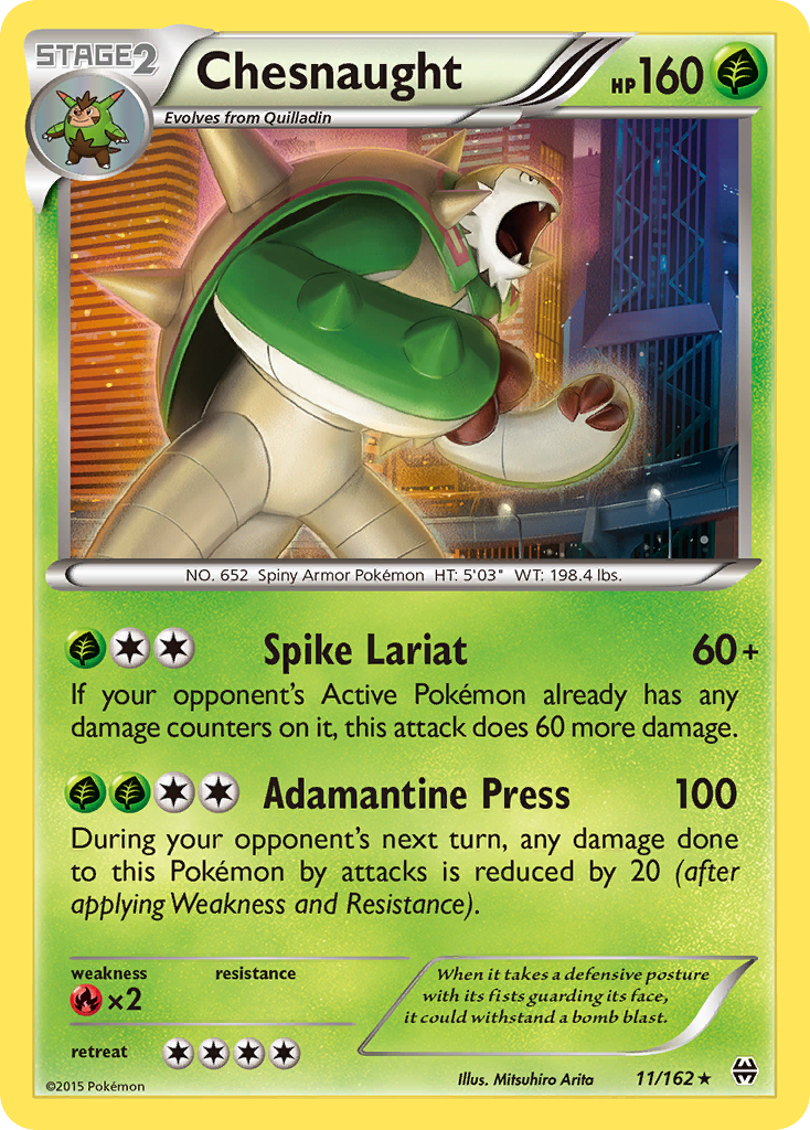 Chesnaught 11 Rare Holo card from BREAKthrough
