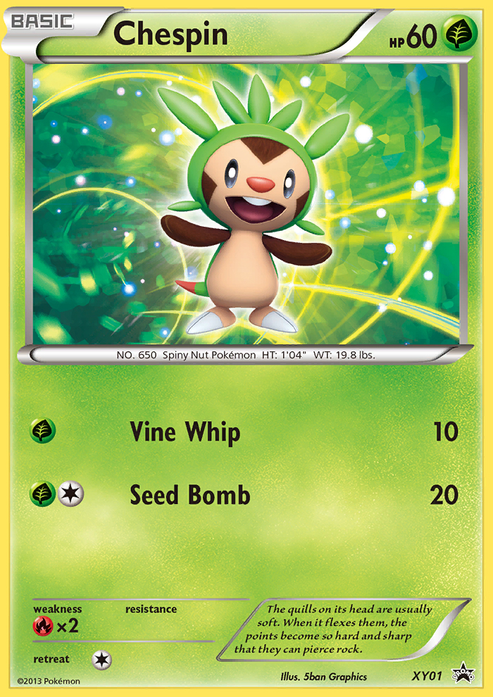 Chespin XY01 Promo card from XY Black Star Promos