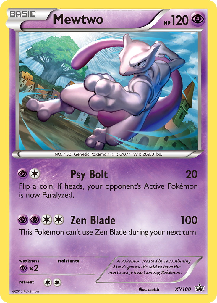Mewtwo XY100 Promo card from XY Black Star Promos