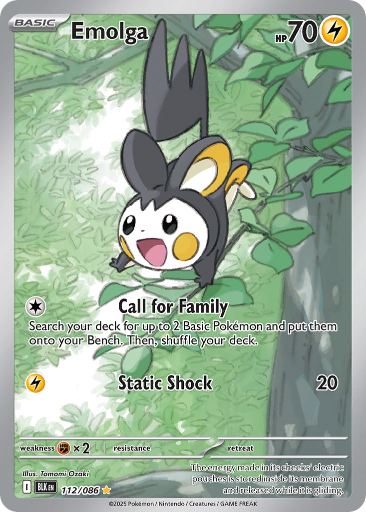 Emolga 112/86 Illustration Rare card from Black Bolt