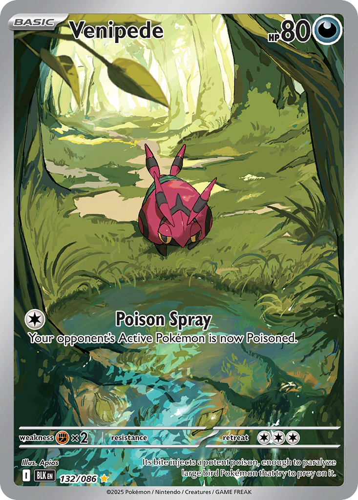 Venipede 132 Illustration Rare card from Black Bolt