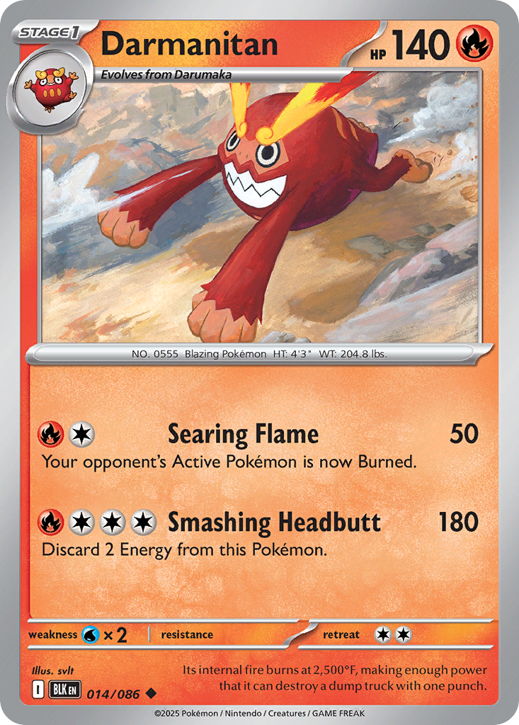 Darmanitan 14 Uncommon card from Black Bolt