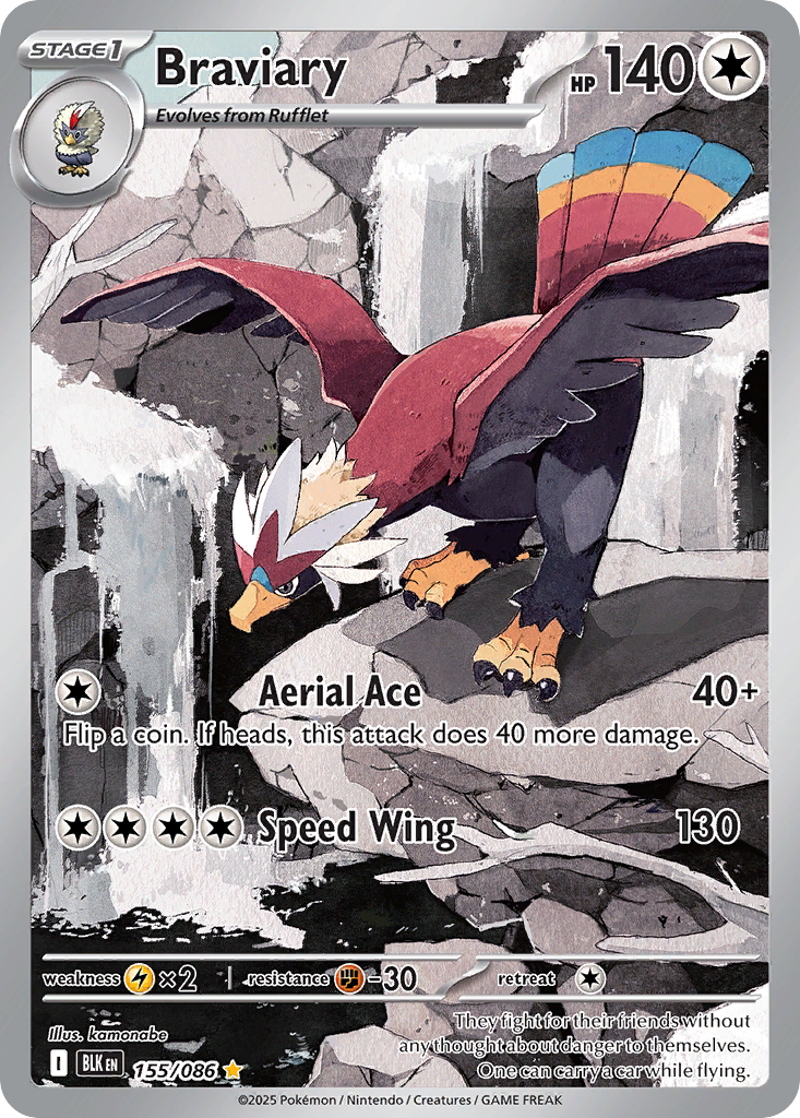 Braviary 155 Illustration Rare card from Black Bolt