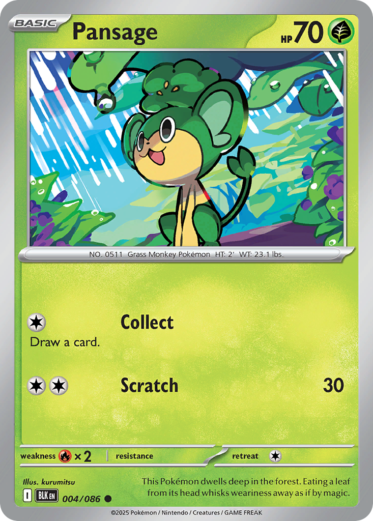 Pansage 4 Common card from Black Bolt