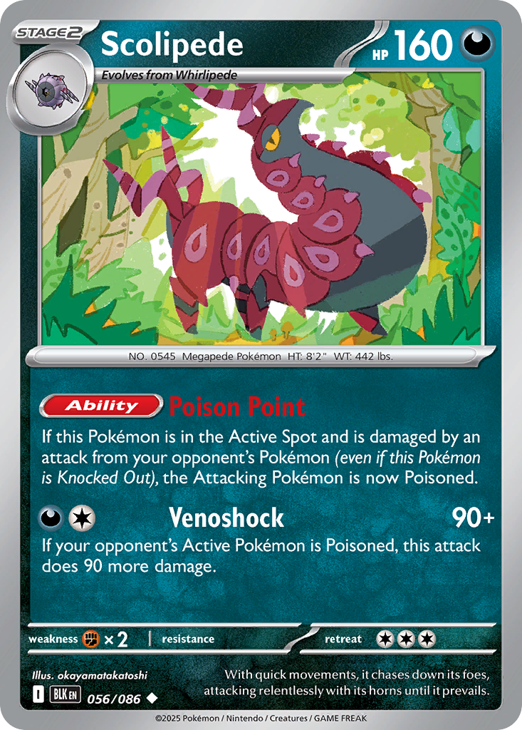 Scolipede 56/86 Uncommon card from Black Bolt
