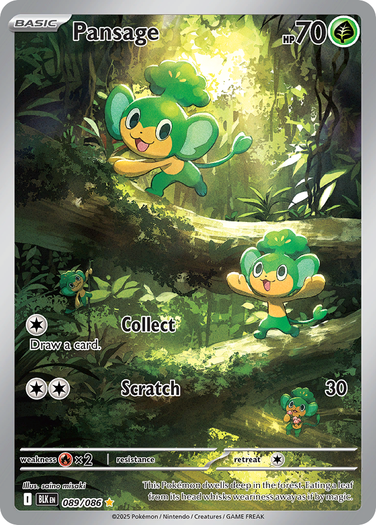 Pansage 89/86 Illustration Rare card from Black Bolt